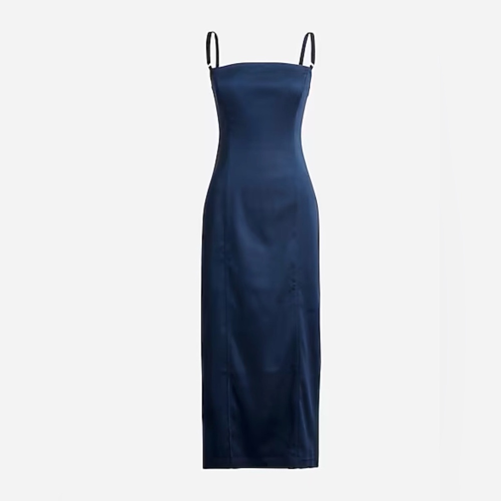 Never Worn, Tag On: J.Crew Collection Fitted Midi Dress in Stretch Satin